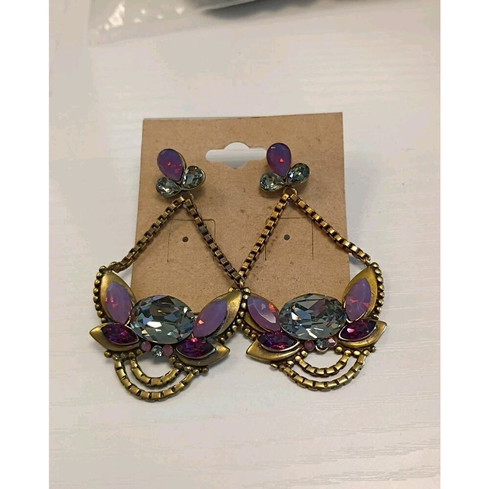 Silpada KR Orchid Ambience Earrings w/ Purple Swarovski Crystals Chandelier NWOT